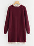 Plus Guipure Lace Trim Raglan Sleeve Sweater Dress