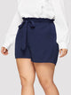 Plus Paperbag Waist Slant Pocket Shorts