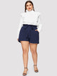 Plus Paperbag Waist Slant Pocket Shorts