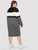 Plus Colorblock Drawstring Hoodie Dress