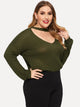 Plus Solid Choker Neck Jumper