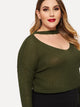 Plus Solid Choker Neck Jumper