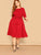 Plus Scalloped Trim Belted Fit & Flare Dress