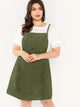  Plus Bib Pocket Patched Corduroy Dress