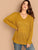  Plus V-Neck Rib Knit Solid Tee