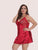 Plus Contrast Lace Criss Cross Satin Dress With Thong