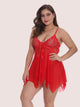 Plus Asymmetrical Lace Slips With Thong