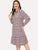 Plus Plaid Tie Neck Ruffle Hem Dress