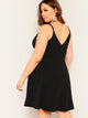 Plus Surplice Neck Solid Cami Dress