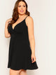  Plus Surplice Neck Solid Cami Dress