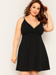 Plus Surplice Neck Solid Cami Dress