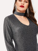  Plus Zip Back Choker Neck Sparkle Dress