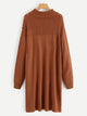 Plus Drop Shoulder Turtle Neck Solid Sweater Dress