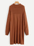 Plus Drop Shoulder Turtle Neck Solid Sweater Dress