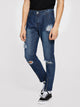 Men Button Waist Ripped Zip Hem Jeans