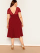  Plus V-back Mesh Sweetheart Fit & Flare Dress