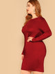  Plus V Cut & Twist Back Fitted Dress