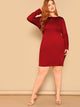  Plus V Cut & Twist Back Fitted Dress