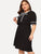 Plus Contrast Binding Tie Neck Dress