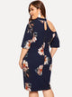 Plus Cut-out Shoulder Floral Bodycon Dress