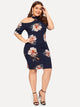 Plus Cut-out Shoulder Floral Bodycon Dress