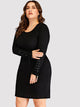 Plus Grommet Lace-up Sweater Dress