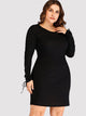 Plus Grommet Lace-up Sweater Dress