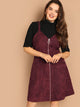 Plus O-ring Zip Front Corduroy Cami Dress