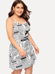 Plus Newspaper Print Cami Dress