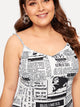 Plus Newspaper Print Cami Dress