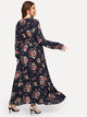 Plus Surplice Neck Belted Floral Maxi Dress