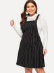 Plus Striped Pinafore Dress