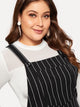 Plus Striped Pinafore Dress