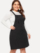 Plus Striped Pinafore Dress