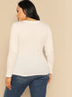  Plus Color Block Rib-knit Letter Print Top