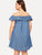 Plus Off The Shoulder Flounce Trim Denim Dress