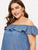 Plus Off The Shoulder Flounce Trim Denim Dress