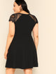 Plus Floral Lace Yoke Fit & Flare Dress