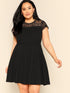 Plus Floral Lace Yoke Fit & Flare Dress