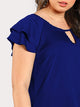 Plus Keyhole Front Layered Raglan Sleeve Top