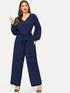 Plus Wide Leg Self Tie Jumpsuit