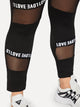 Plus Mesh Panel Letter Print Leggings