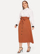 Plus Button Through Belted Paperbag Skirt