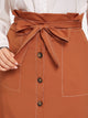 Plus Button Through Belted Paperbag Skirt