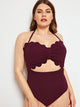 Plus Scalloped Trim Cut-out One Piece Swim