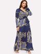 Plus Flower Print Wrap Maxi Dress