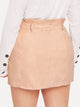 Plus Button Waist Belted Paperbag Skirt