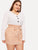 Plus Button Waist Belted Paperbag Skirt