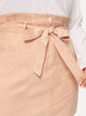 Plus Button Waist Belted Paperbag Skirt