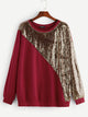 Plus Sequin Patched Two-tone Sweatshirt